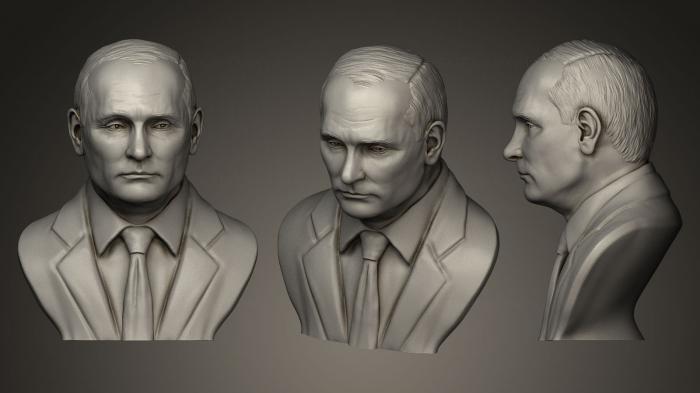 نموذج ثلاثي الأبعاد لآلة CNC تماثيل نصفية ونقوش بارزة لأشخاص مشهورين الرئيس الروسي فلاديمير بوتين
